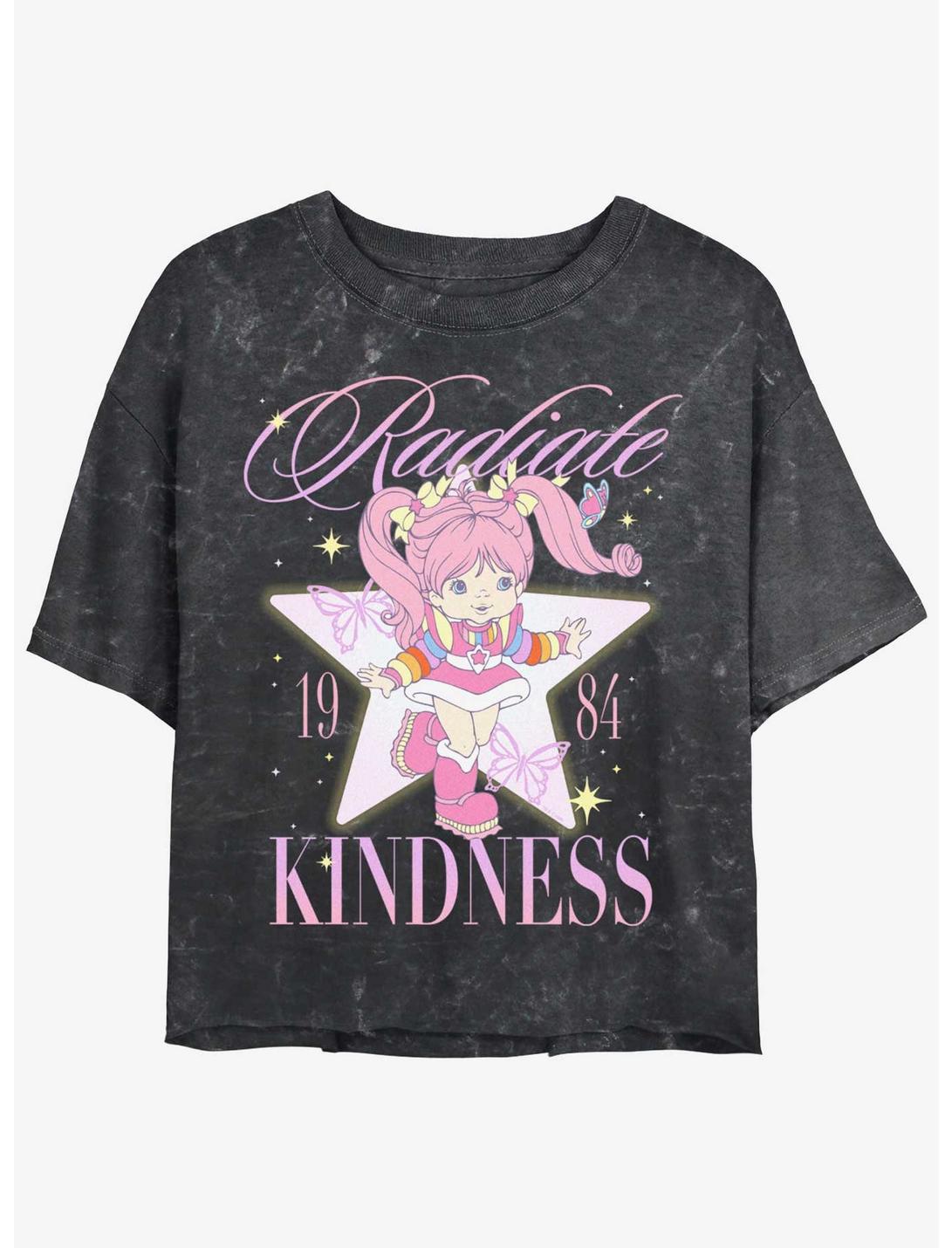Rainbow Brite Tickled Pink Girls Mineral Wash Crop T-Shirt