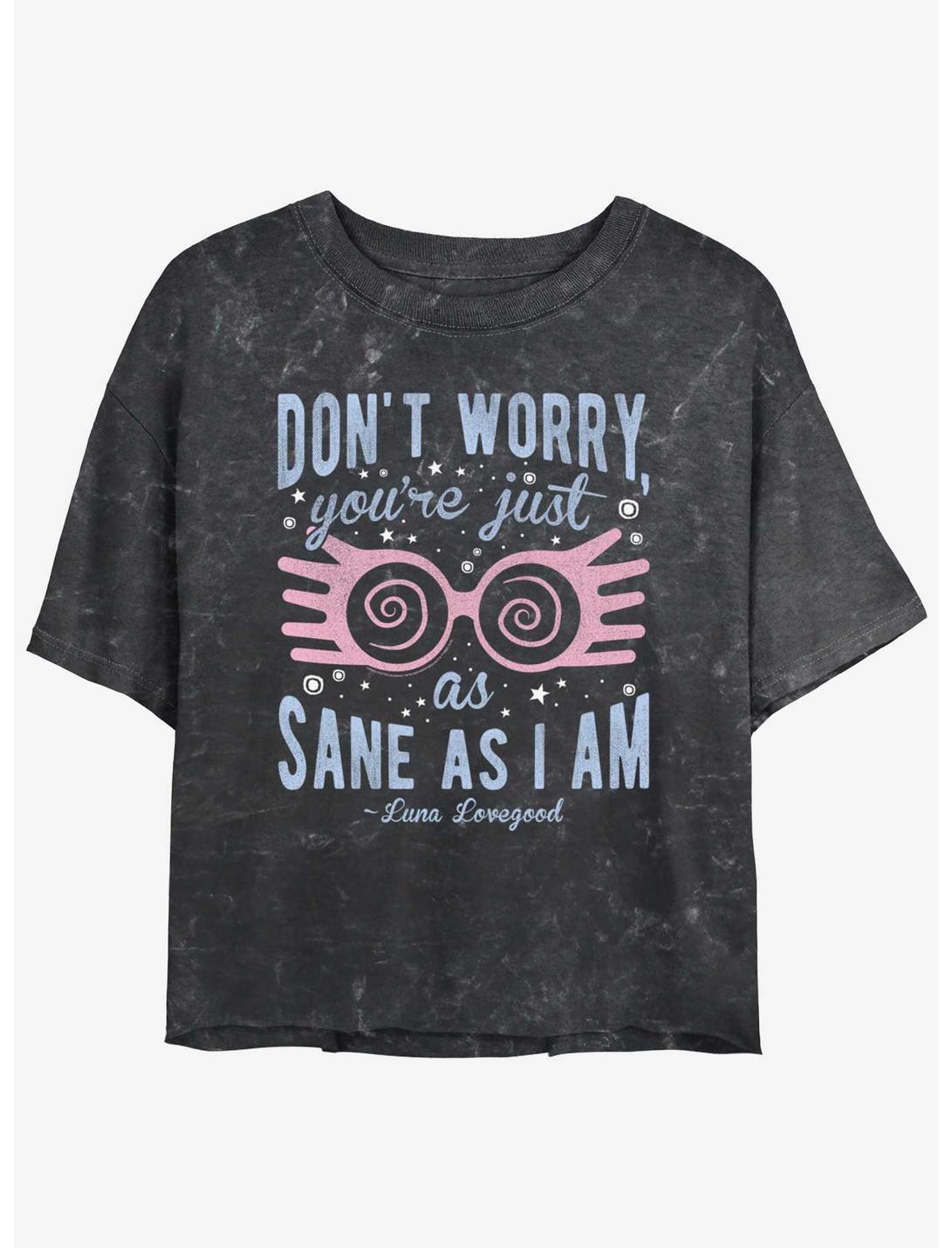 Harry Potter Just As Sane As Luna Mineral Wash Girls Crop T-Shirt