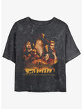 Lord Ring Character Heads Mineral Wash Girls Crop T-Shirt