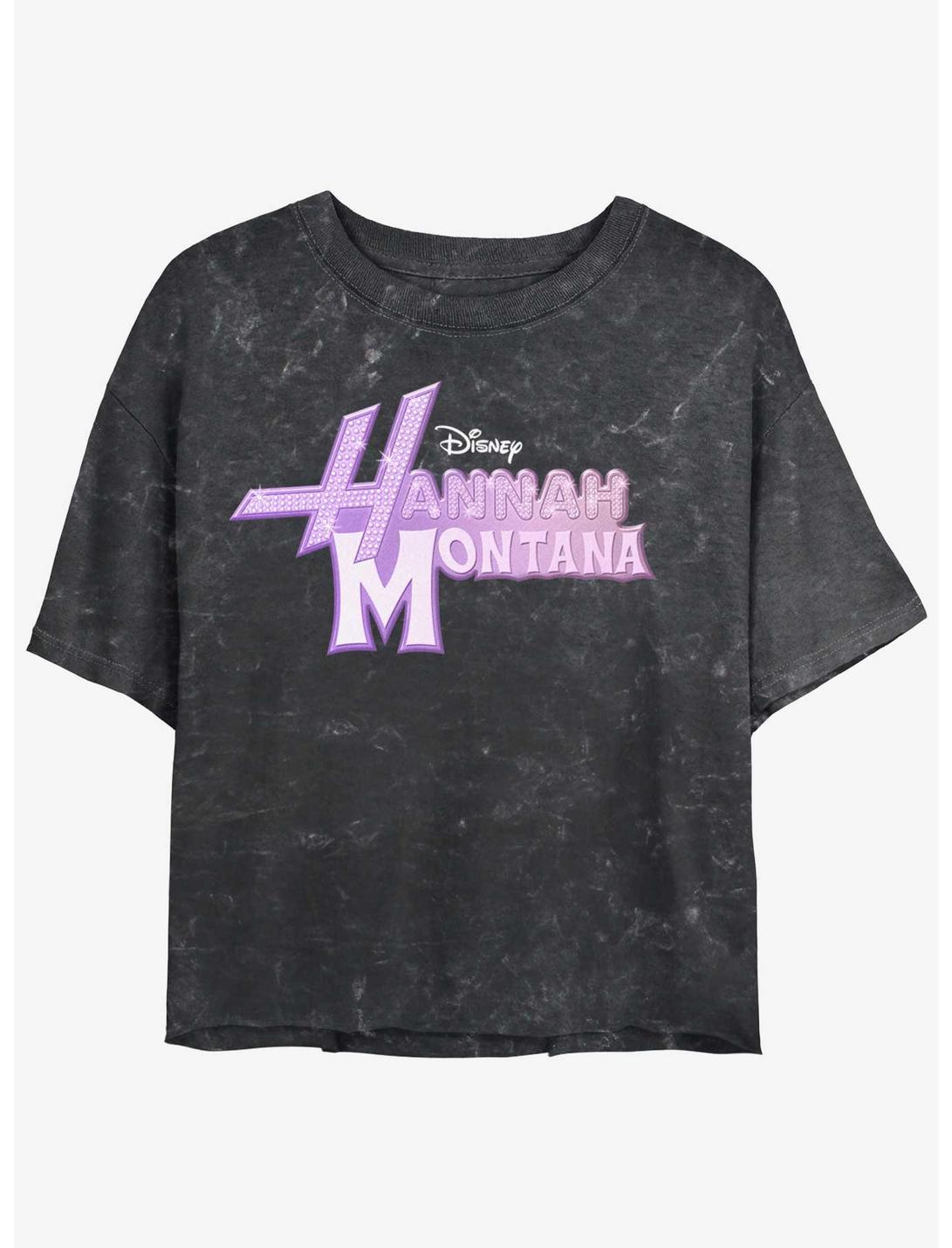 Disney Channel Hannah Montana Glam Logo Girls Mineral Wash Crop T-Shirt