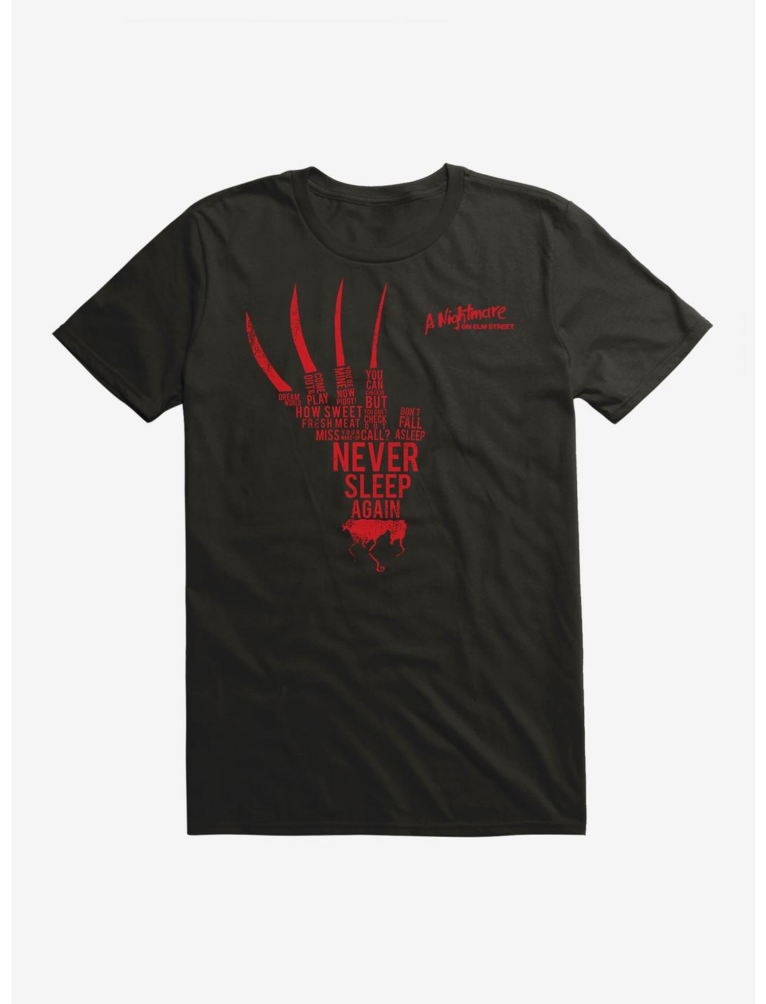 A Nightmare On Elm Street Never Sleep Again Freddy Word Collage T-Shirt