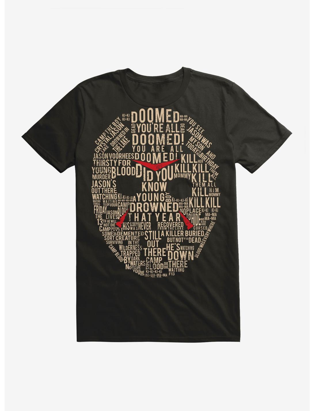 Friday The 13th Jason Mask Word Collage T-Shirt