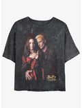 Buffy The Vampire Slayer Blood Love Girls Mineral Wash Crop T-Shirt