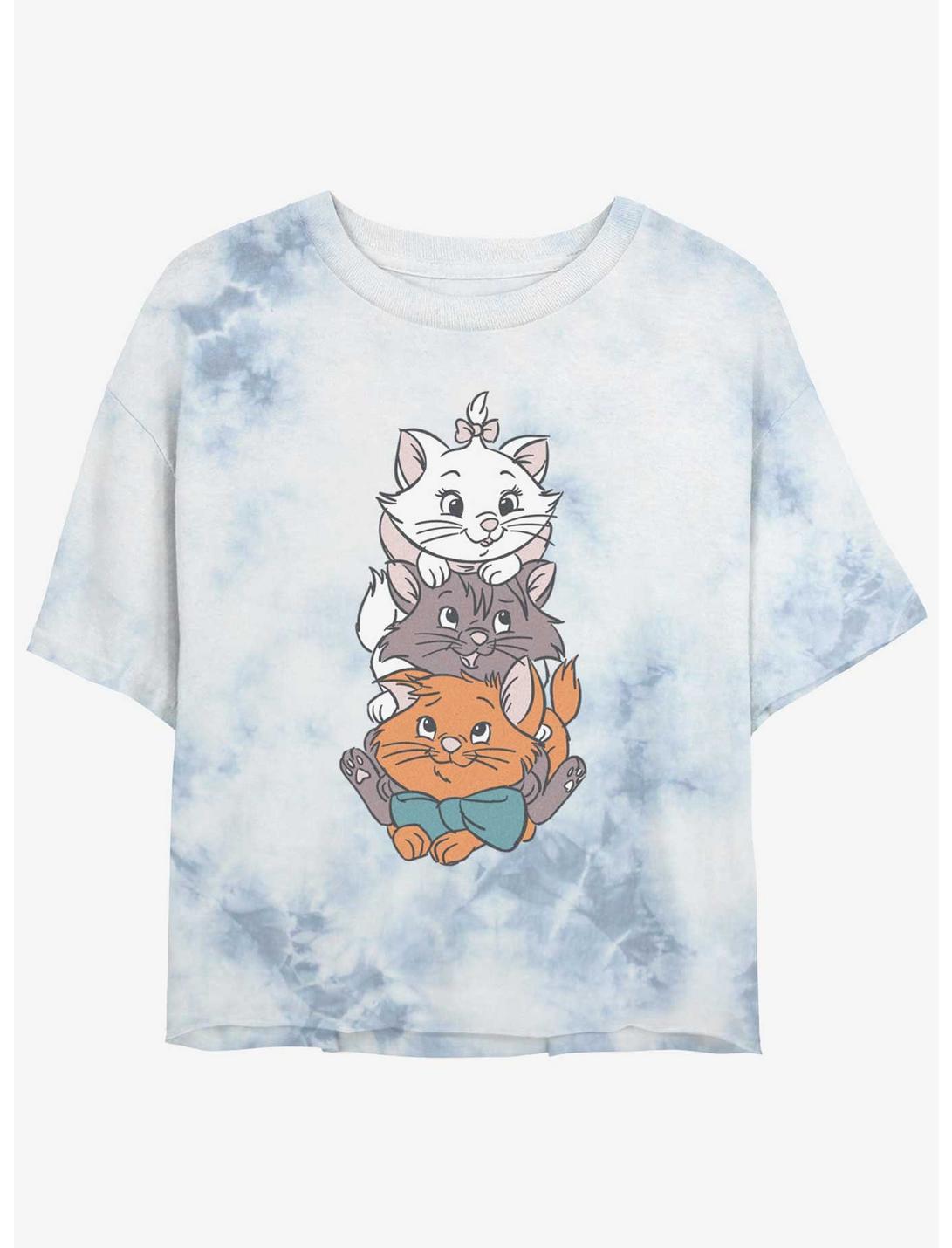 Disney The Aristocats Group Stacked Girls Tie-Dye Crop T-Shirt