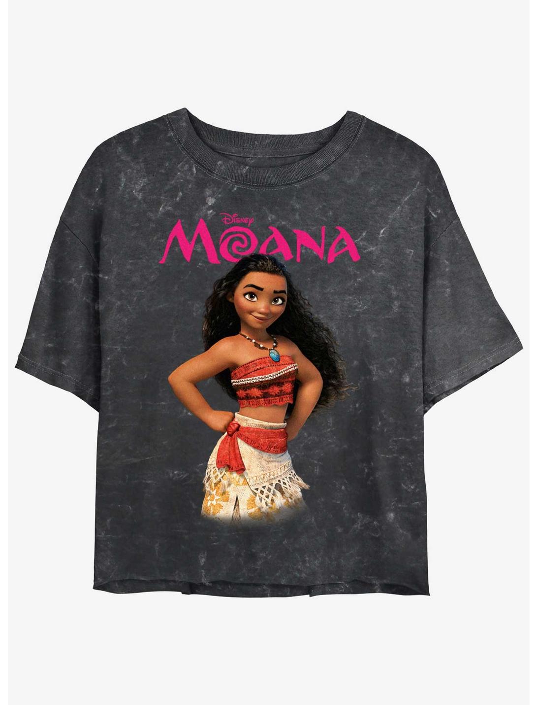 Disney Moana Cute Pose Girls Mineral Wash Crop T-Shirt