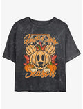 Disney Mickey Mouse Pumpkin Spice Girls Mineral Wash Crop T-Shirt