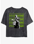 Beetlejuice It's Showtime Repeating Text Girls Mineral Wash Crop T-Shirt