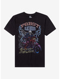 Pabst Blue Ribbon Skeleton Motorcycle Rider T-Shirt