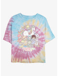 Rainbow Brite Pastel Party Girls Tie-Dye Crop T-Shirt