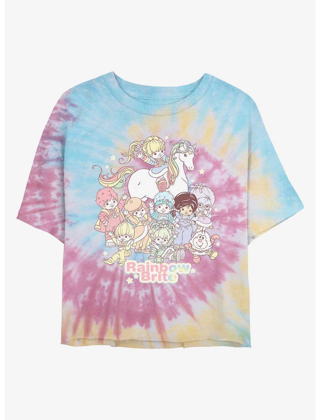 Rainbow Brite Pastel Party Girls Tie-Dye Crop T-Shirt