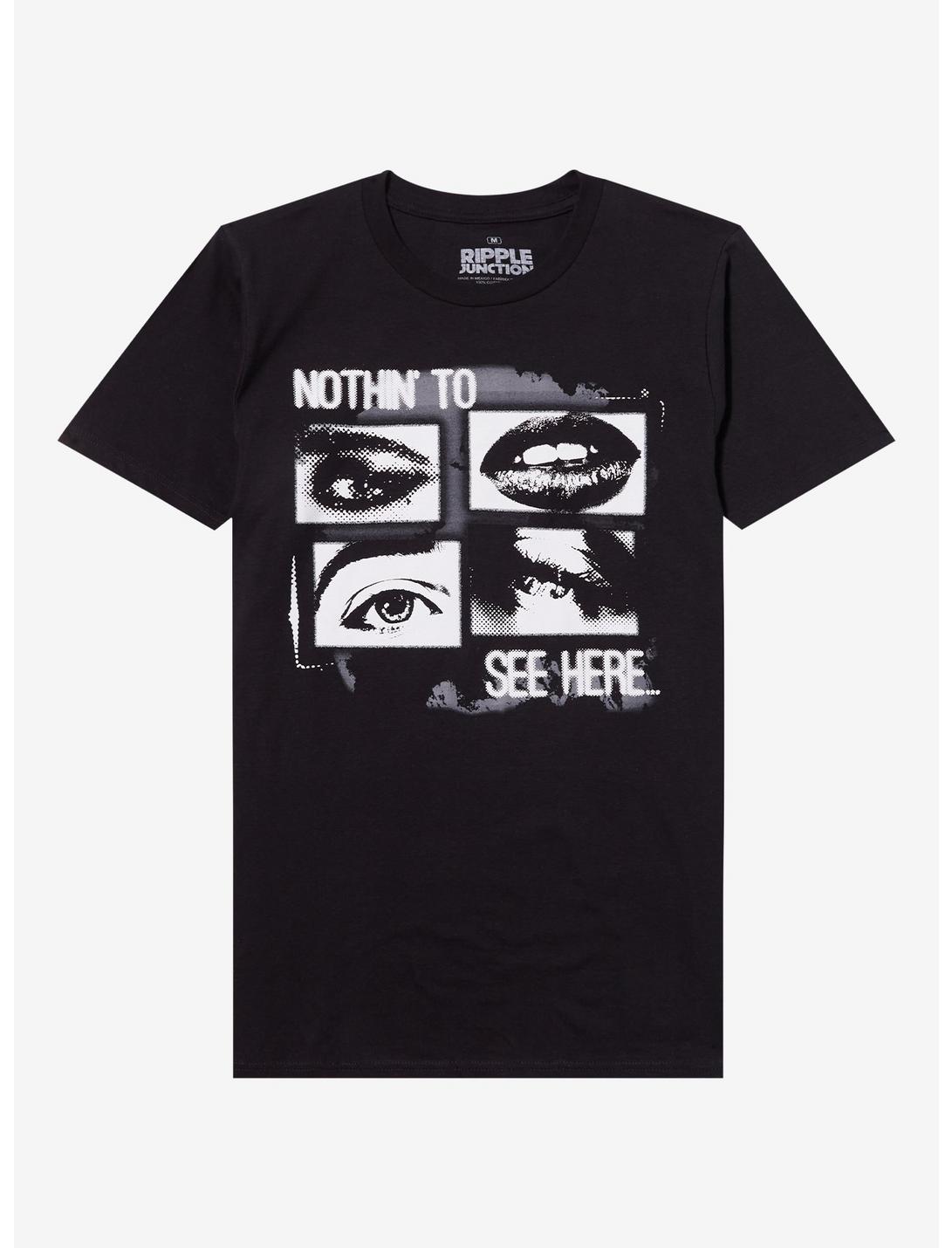 Nothin' To See Here Eyes & Lips Grid Relaxed Fit T-Shirt