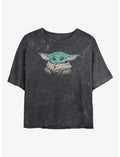 Star Wars The Mandalorian Preppy Grogu Girls Mineral Wash Crop T-Shirt