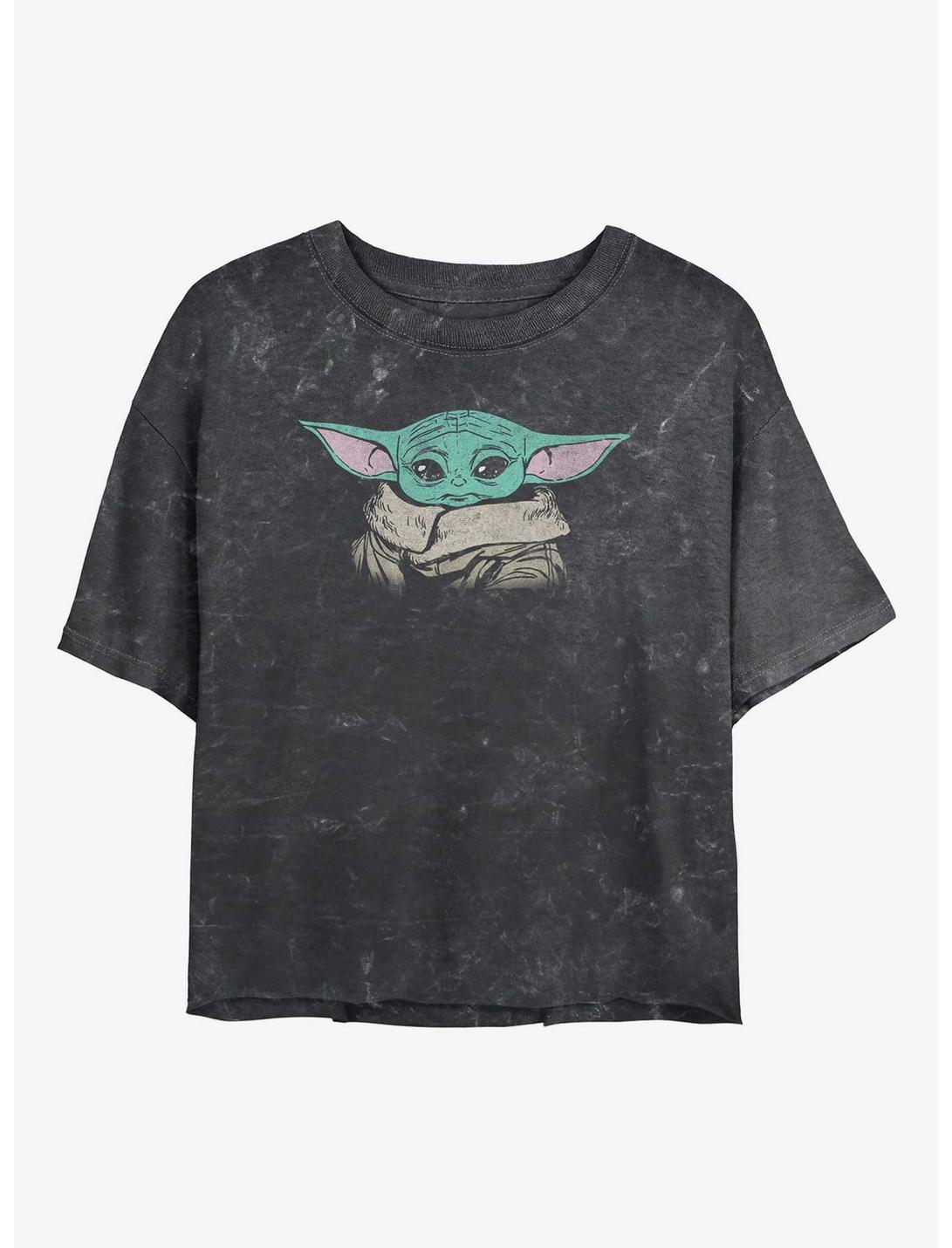 Star Wars The Mandalorian Preppy Grogu Girls Mineral Wash Crop T-Shirt
