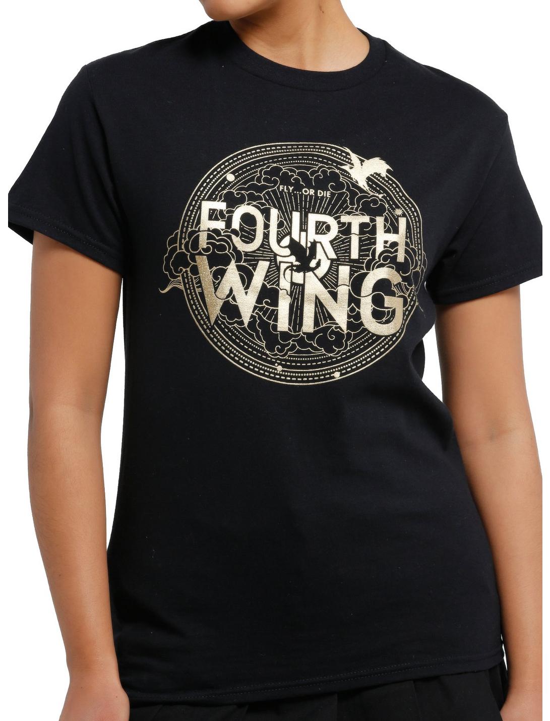 Fourth Wing Metallic Logo Boyfriend Fit Girls T-Shirt