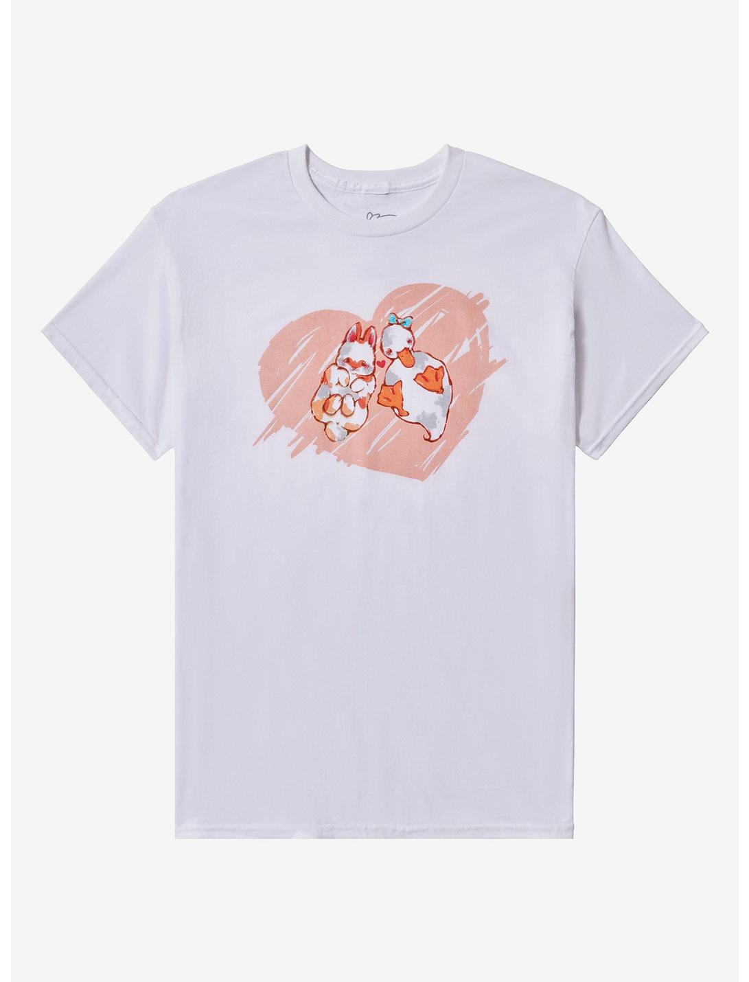 Goose & Bunny Heart T-Shirt By PinkPafu