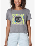 Sony and Cher Retro Circle Logo Girls Crop Top T-Shirt