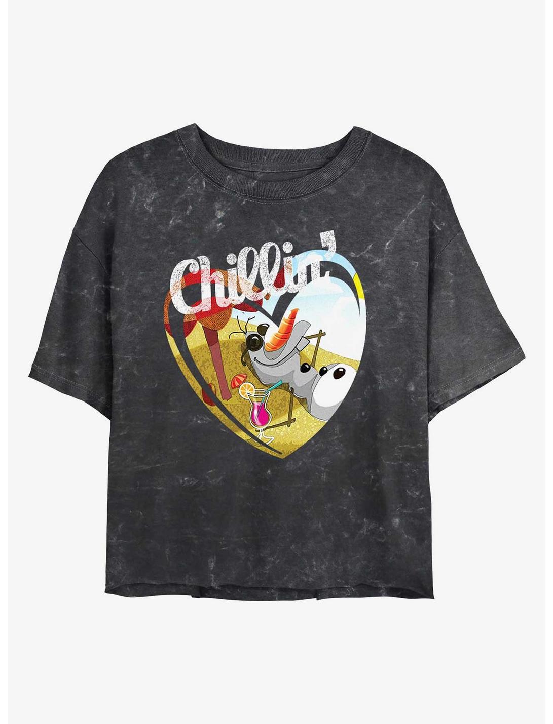 Disney Frozen Olaf Chillin Girls Mineral Wash Crop T-Shirt