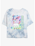Pokemon Sylveon Heart Girls Tie-Dye Crop T-Shirt