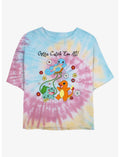 Pokemon Catch Em All Flowers Girls Tie-Dye Crop T-Shirt