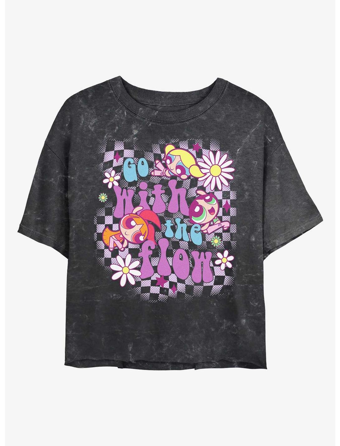 The Powerpuff Girls Go With The Flow Girls Mineral Wash Crop T-Shirt