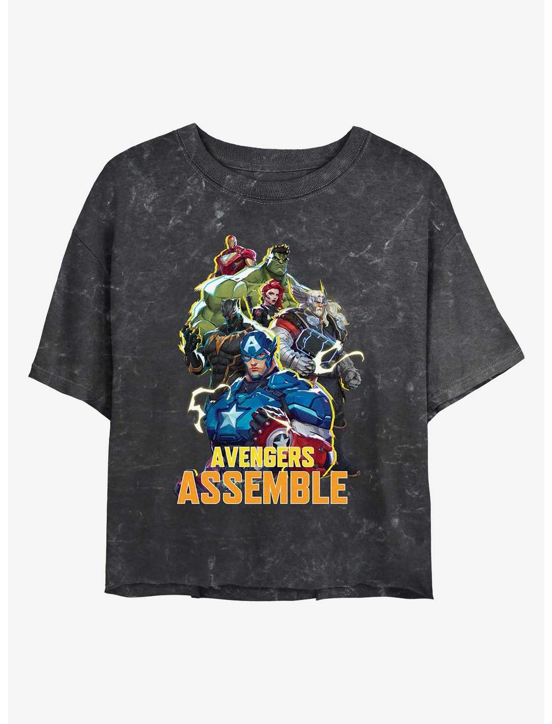 Marvel Rivals Avengers Assemble Mineral Wash Girls Crop T-Shirt