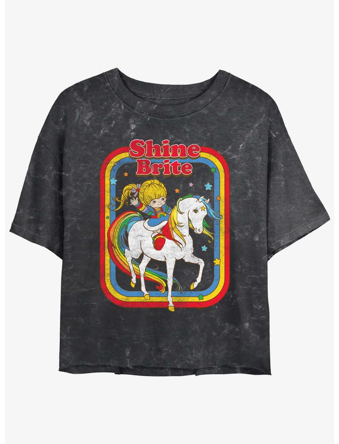 Rainbow Brite Shine Brite Girls Mineral Wash Crop T-Shirt