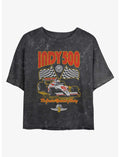 Indianapolis 500 Checkered Flags Racing Girls Mineral Wash Crop T-Shirt