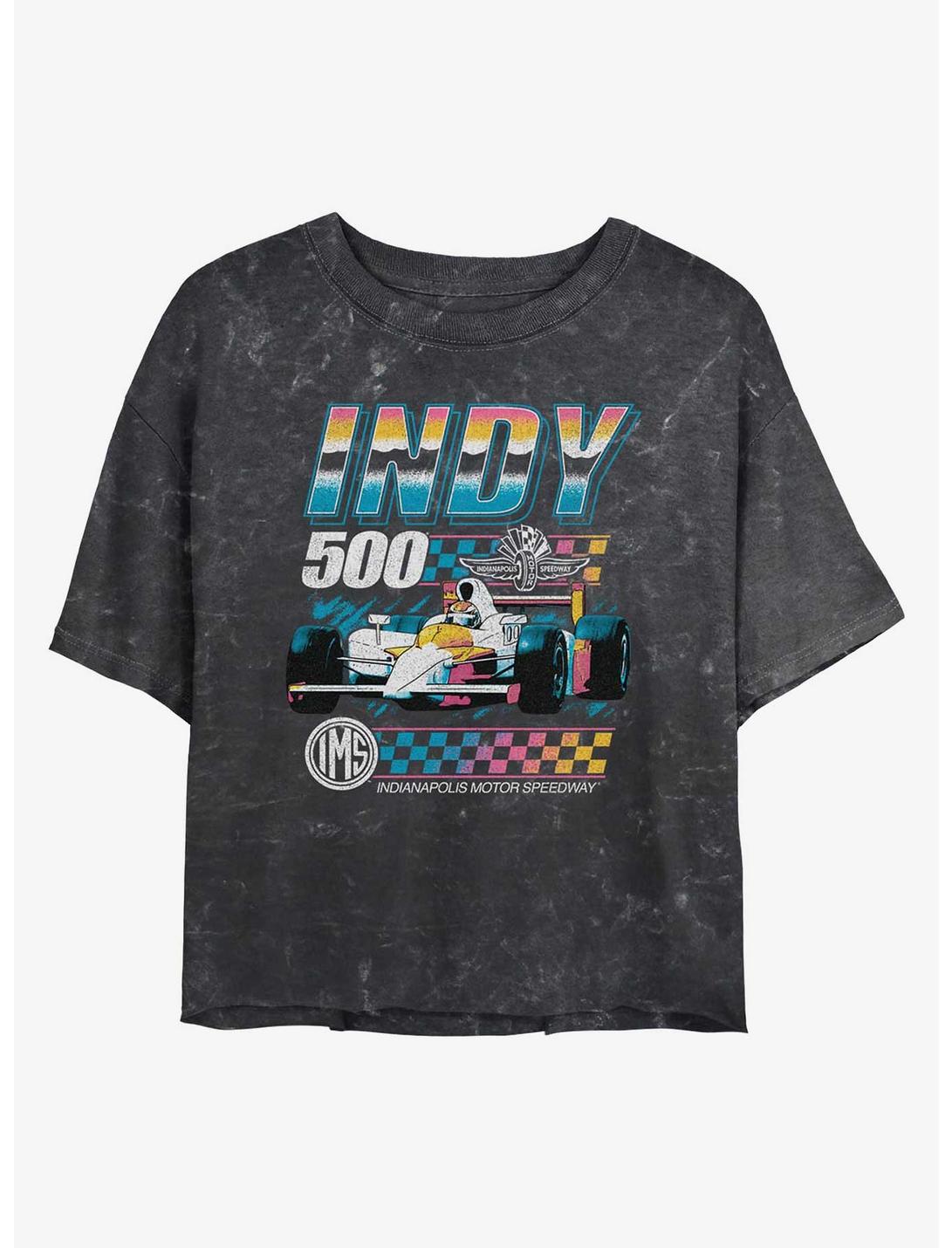 Indianapolis 500 Vintage Neon Girls Mineral Wash Crop T-Shirt