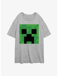 Minecraft Creeper Big Face Girls Oversized T-Shirt