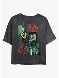 Buffy The Vampire Slayer Multi Image Girls Mineral Wash Crop T-Shirt