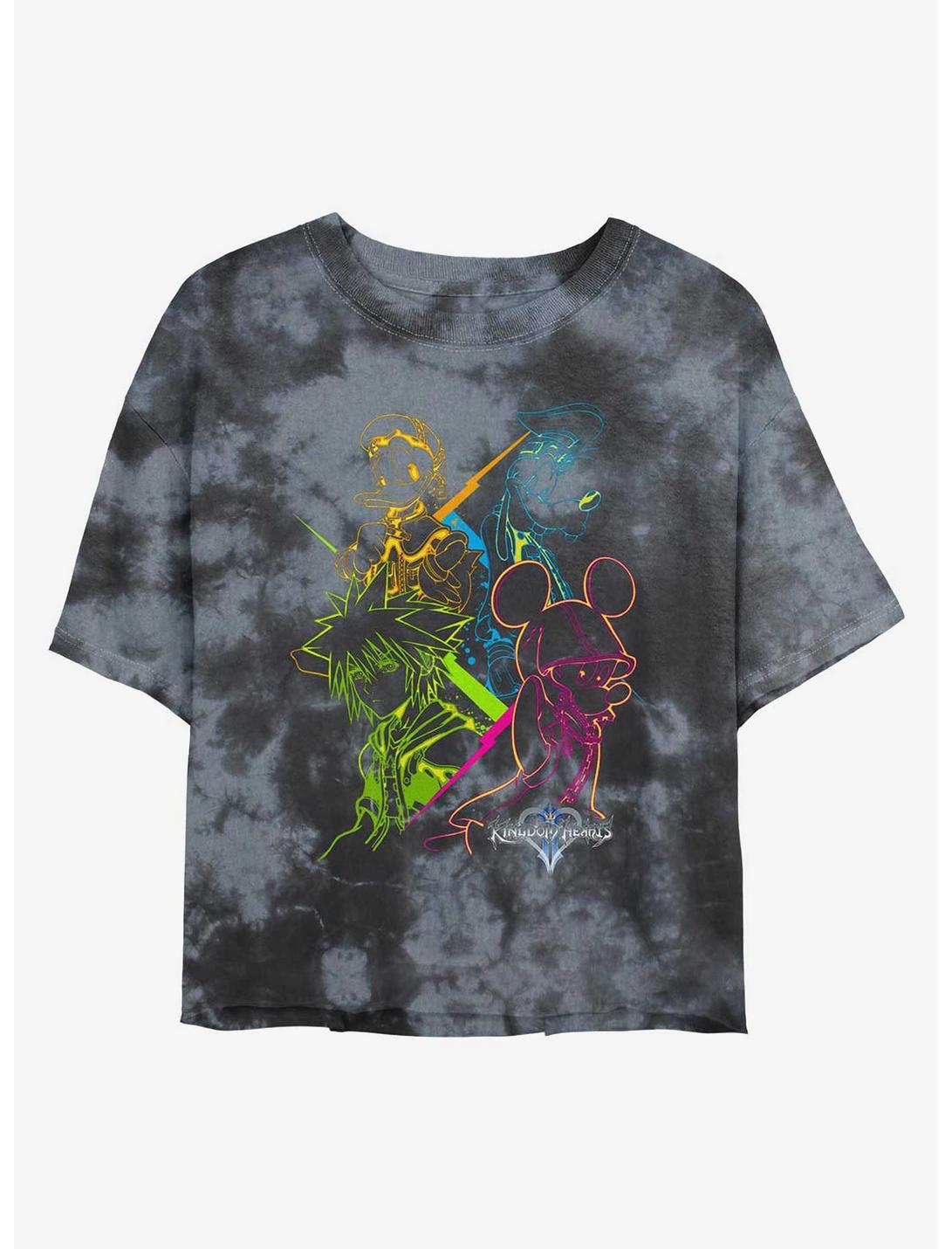 Disney Kingdom Hearts Kingdom Neon Color Girls Tie-Dye Crop T-Shirt