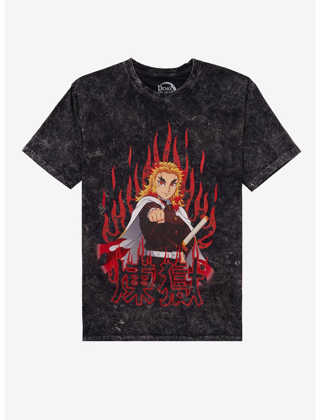 Demon Slayer: Kimetsu No Yaiba Rengoku Flame Dark Wash T-Shirt