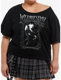 Wednesday & Thing Portrait Girls Off-Shoulder T-Shirt Plus Size
