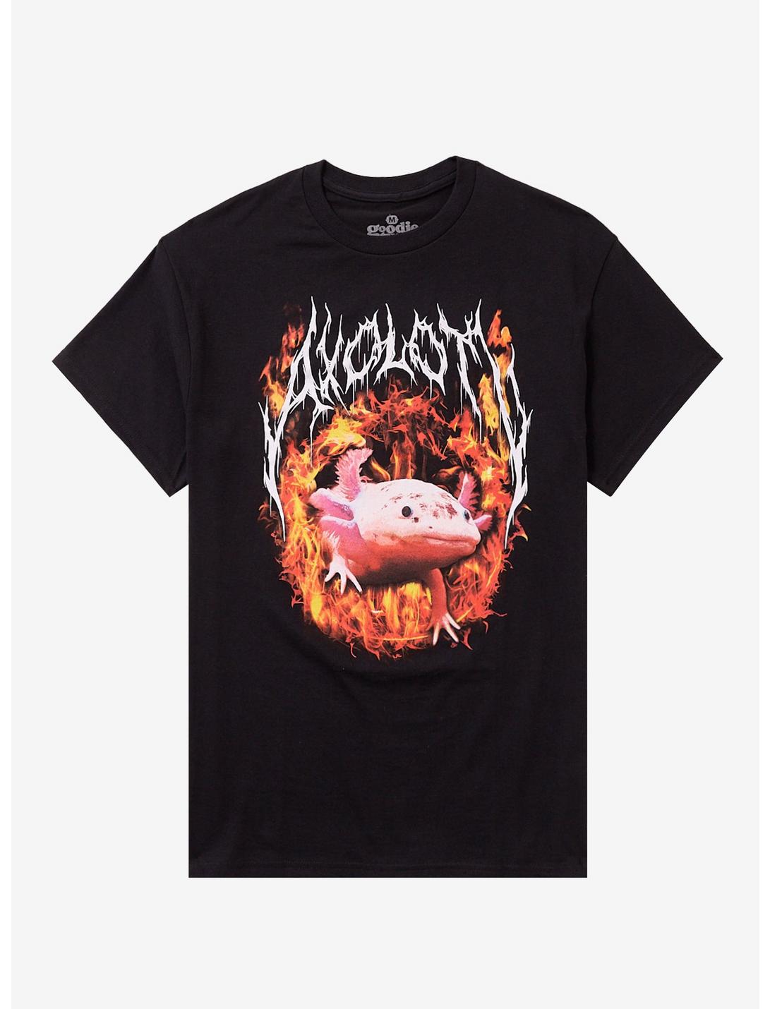 Axolotl Fire Metal T-Shirt By Goodie Two Sleeves