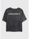 Minecraft Classic Logo Girls Mineral Wash Crop T-Shirt