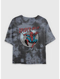 Marvel Spider-Man Retro Girls Tie-Dye Crop T-Shirt