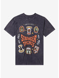Stranger Things Badge Icons Dark Wash T-Shirt