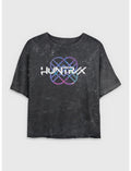 KPop Demon Hunters HUNTR/X Logo Girls Mineral Wash Crop T-Shirt