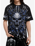 Blue & Silver Jumbo Skull Print T-Shirt