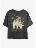 KPop Demon Hunters HUNTR/X Golden Trio Girls Mineral Wash Crop T-Shirt