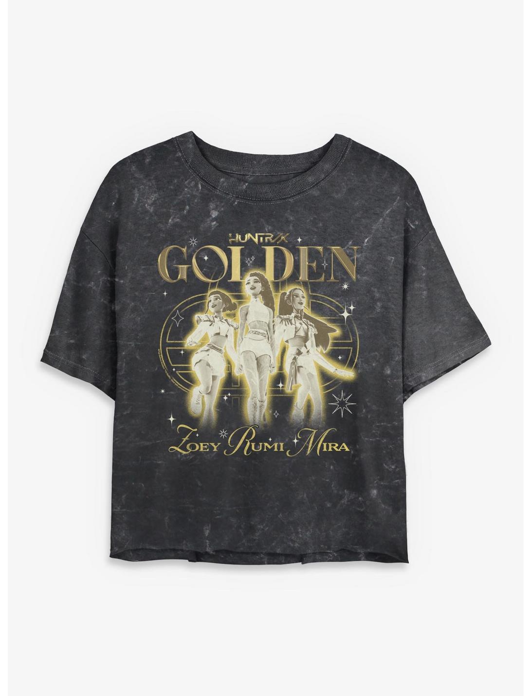 KPop Demon Hunters HUNTR/X Golden Trio Girls Mineral Wash Crop T-Shirt