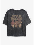 Star Wars Ewok Group Girls Mineral Wash Crop T-Shirt
