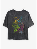 Disney Kingdom Hearts Main Party Girls Mineral Wash Crop T-Shirt