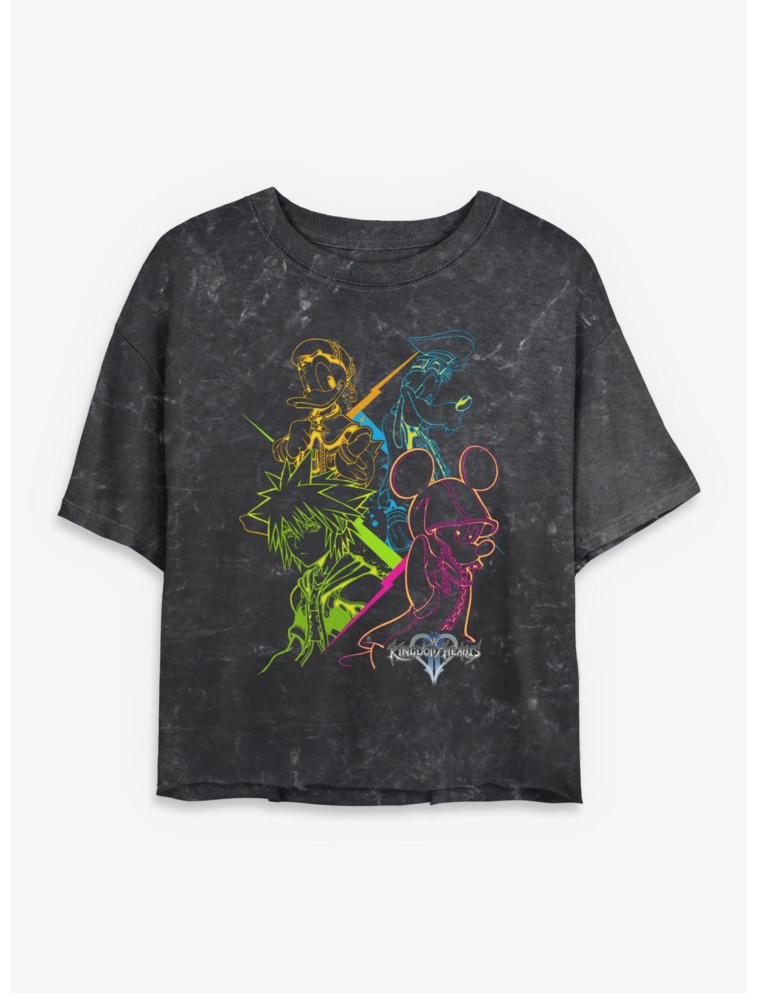 Disney Kingdom Hearts Main Party Girls Mineral Wash Crop T-Shirt