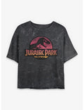 Jurassic Park Logo Girls Mineral Wash Crop T-Shirt