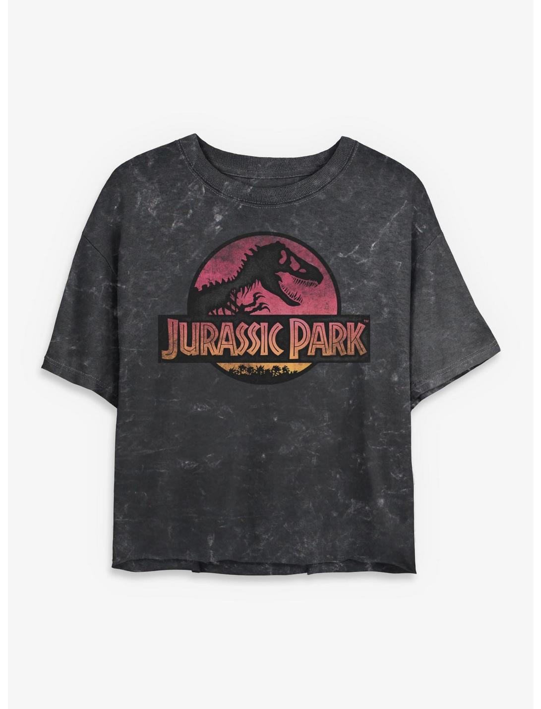 Jurassic Park Logo Girls Mineral Wash Crop T-Shirt