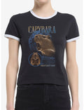 Capybara The World's Largest Rodent Girls Ringer Crop T-Shirt