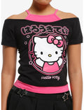Hello Kitty Pink Portrait Girls Cold-Shoulder Top