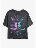Wicked: For Good Glinda & Elphaba Moon & Stars Girls Mineral Wash Crop T-Shirt Hot Topic Exclusive