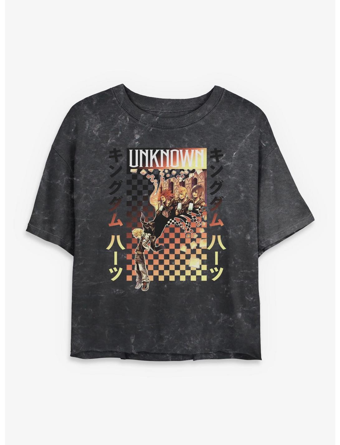 Disney Kingdom Hearts Checker Fade Girls Mineral Wash Crop T-Shirt